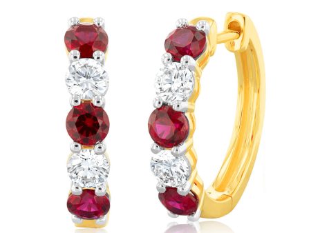 Luminesce Lab Grown 9ct Yellow Gold 0.40 Carat Diamond with 0.90ct Created Ruby Cheap