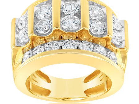 9ct Yellow Gold 5 Carats Diamond Mens Ring with 24 Brilliant Diamonds Sale