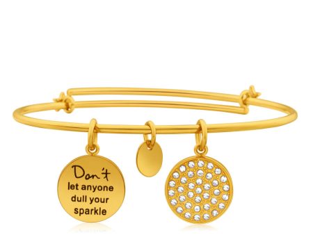 Gold Plated Crystal Charm Bangle on Sale