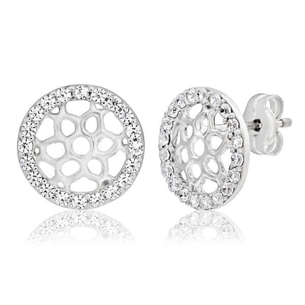 9ct White Gold Elegant  Cubic Zirconia Stud Earrings Sale