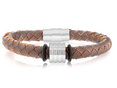 Forte Stainless-Steel Leather 21cm Bracelet Sale