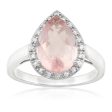 9ct White Gold Rose Quartz & Diamond Dress Ring Discount