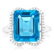 9ct White Gold Natural Blue Topaz And Diamond Ring Fashion