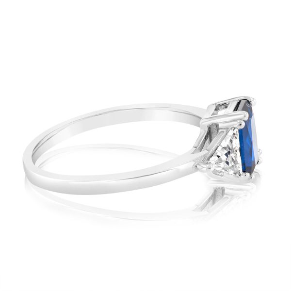 Sterling Silver White And Sapphire Blue Zirconia Fancy Ring Sale