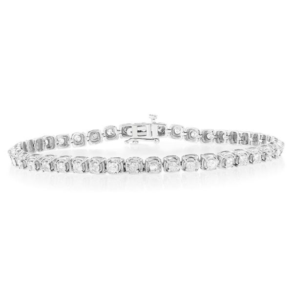 10ct White Gold 2 Carat Diamond Tennis Bracelet Online Hot Sale