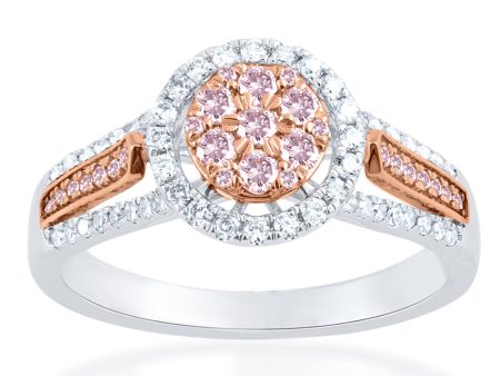 9ct  White and Rose Gold 1 2 Carat Diamond Ring With Pink Argyle Diamonds Online Sale