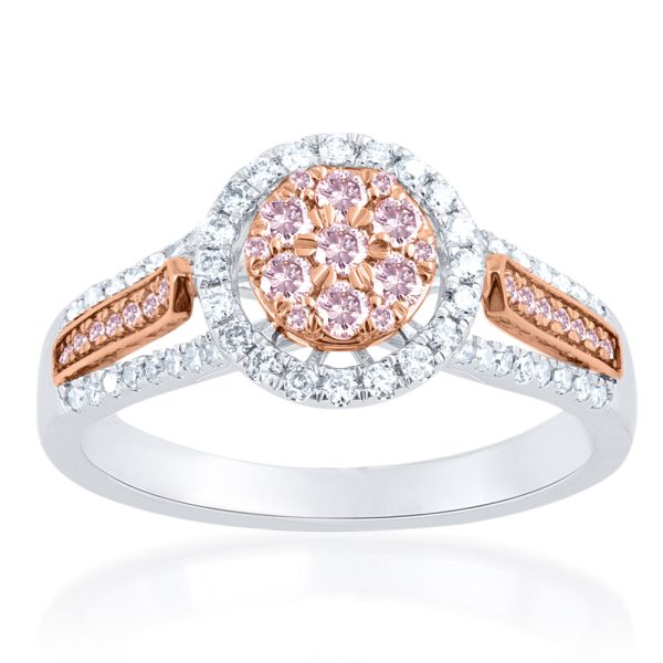 9ct  White and Rose Gold 1 2 Carat Diamond Ring With Pink Argyle Diamonds Online Sale