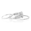 14ct White Gold 1.95 Carat Diamond Halo Bridal 3 Ring set with Brilliant Cut Diamonds For Discount