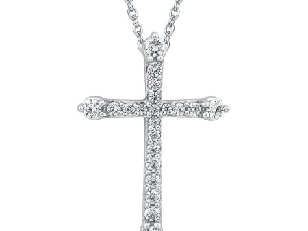 Luminesce Lab Grown Diamond Crucifix Pendant In 10ct White Gold For Discount