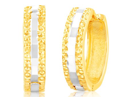 9ct Yellow And White Gold Patterned Fancy Hoops Supply