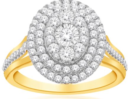 10ct Yellow Gold 1 Carat Diamond Oval Dress Ring Supply