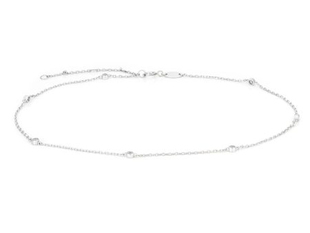 9ct White Gold Anklet with Cubic Zirconias Online Hot Sale