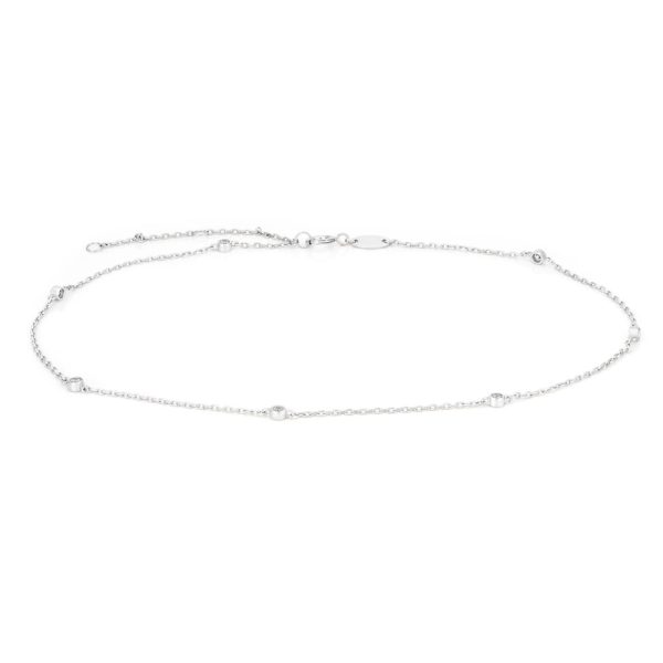 9ct White Gold Anklet with Cubic Zirconias Online Hot Sale