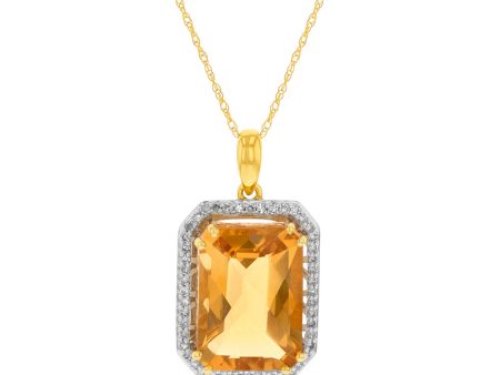 14ct Yellow Gold 6.75ct Citrine and Diamond Pendant Online