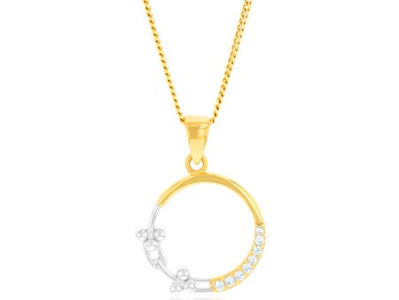 9ct Yellow And White Gold Two Tone Diamond Cut Circle Of Life Pendant Supply