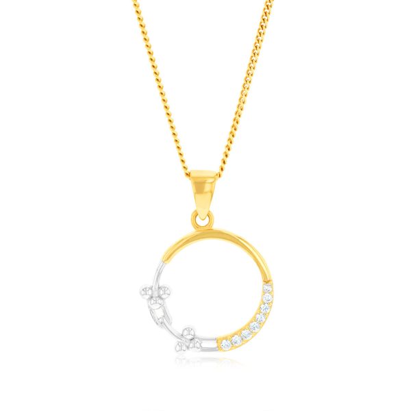 9ct Yellow And White Gold Two Tone Diamond Cut Circle Of Life Pendant Supply