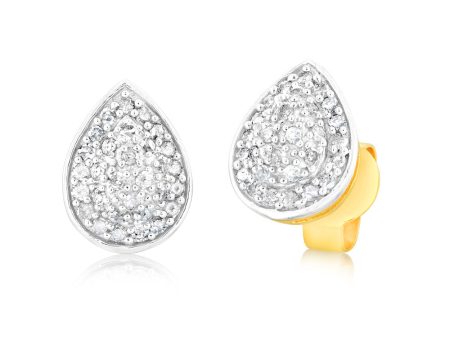 1 4Carat Pear Shaped Diamond Earring in 9ct Yellow Gold Hot on Sale