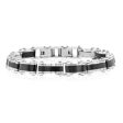 Stainless Steel Multi Tone Silver And Black Hinged 21cm Bracelet For Cheap