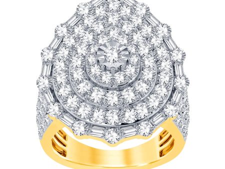 9ct Yellow Gold 3 Carat Diamond Pear Shape Cluster Ring with Brilliant Diamonds For Sale