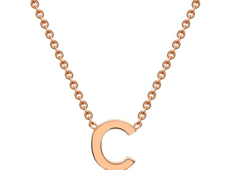 9ct Rose Gold Initial  C  Pendant On 43cm Chain Discount