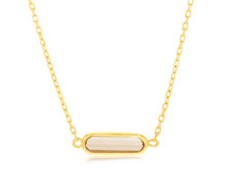 9ct Yellow Gold  Natural Quartz Pendant On Chain For Cheap