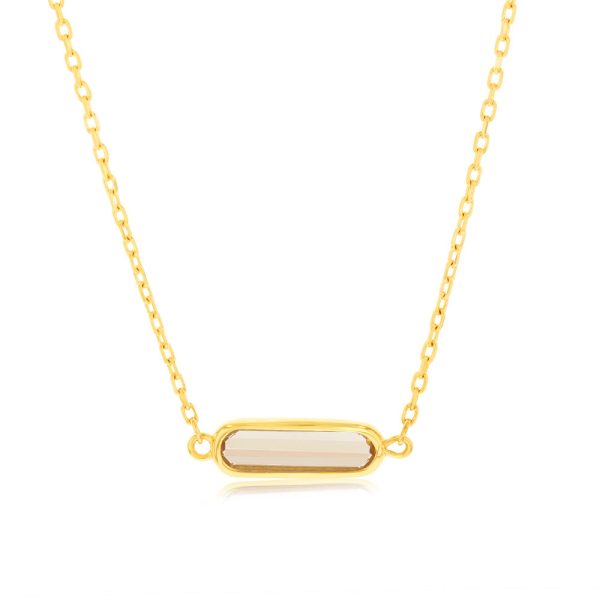 9ct Yellow Gold  Natural Quartz Pendant On Chain For Cheap