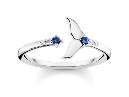 Thomas Sabo Sterling Silver Ocean Open Dolphin Tail Blue Cubic Zirconia Ring Discount