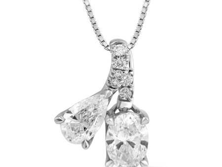 1 Carat Luminesce Lab Grown Oval & Pear Shape Diamond Pendant in 10ct White Gold Supply