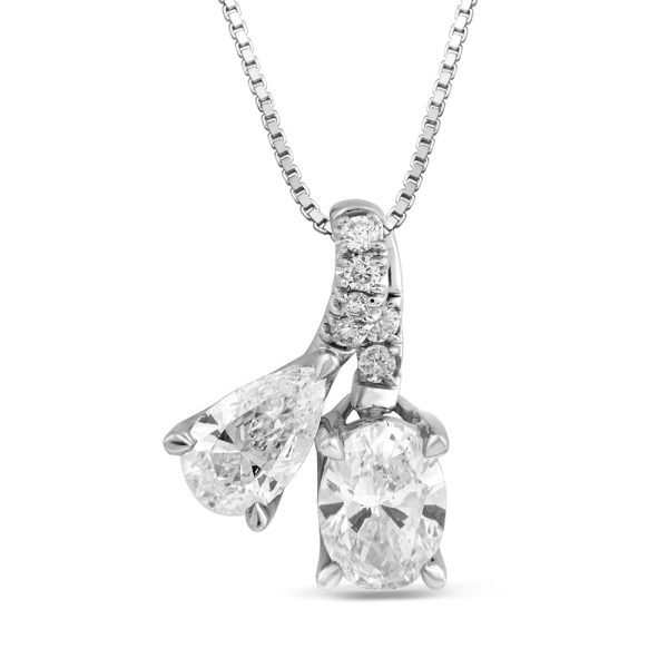 1 Carat Luminesce Lab Grown Oval & Pear Shape Diamond Pendant in 10ct White Gold Supply