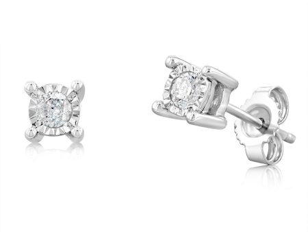 1 6 Carat Diamond Solitaire Earrings in Sterling Silver Discount