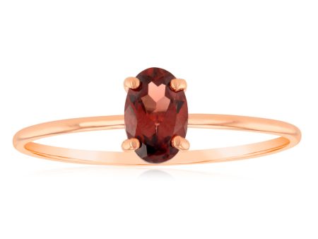 1 Oval Garnet 6x4mm Ring in 9ct Rose Gold Online now