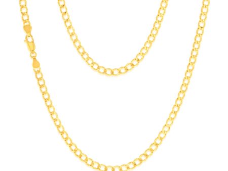 9ct Yellow Gold Silverfilled Textured Curb 95 Gauge 45cm Chain Online Hot Sale