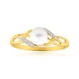 9ct Elegant Yellow Gold Diamond + Pearl Ring on Sale