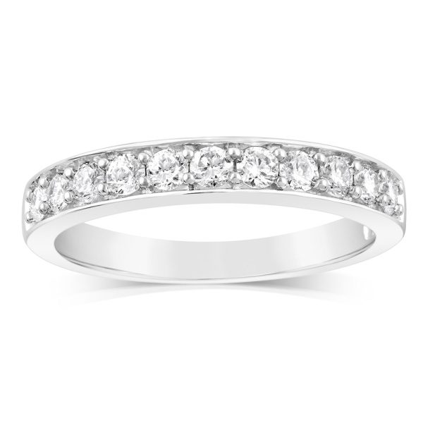 10ct White Gold 0.45 Carat Diamond Eternity Ring with 11 Round Brilliant Cut Diamonds on Sale