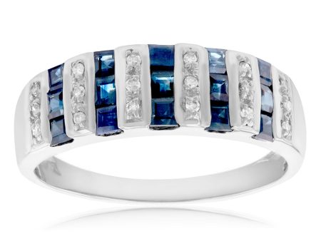 14ct White Gold 1.05ct Natural Sapphire and Diamond Ring Hot on Sale