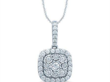 Sterling Silver 1 2 Carat Diamond Pendant on 45cm Chain Fashion