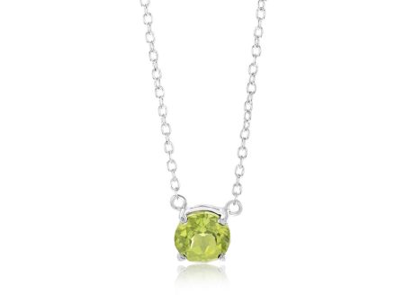 7mm Natural Peridot Pendant in Sterling Silver with Chain For Cheap