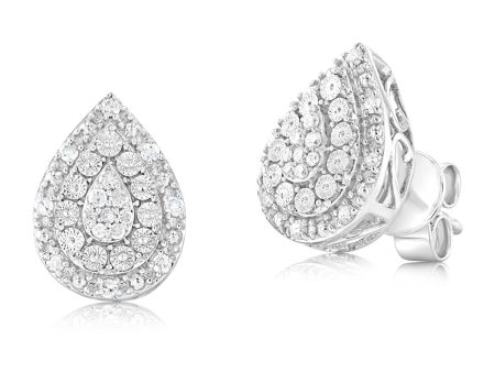 1 5 Carat Diamond Pear Stud Earrings in Sterling Silver Online Sale