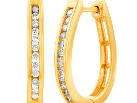 Gold Plated Sterling Silver 1 4 Carat Diamond Hoop Earrings Sale