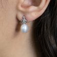 9ct White Gold Pearl and Diamond Earrings Online Hot Sale