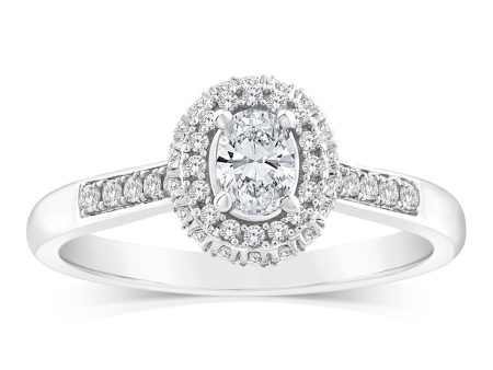 9ct White Gold Round Shaped Ring in 0.40 Carat Natural Diamonds Online Hot Sale