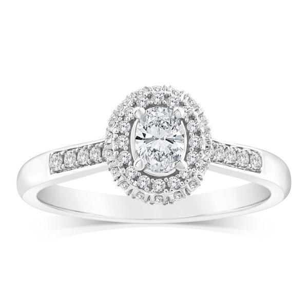 9ct White Gold Round Shaped Ring in 0.40 Carat Natural Diamonds Online Hot Sale