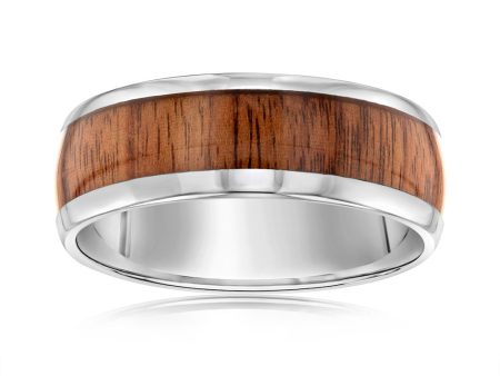 Tungsten Brown Wood Pattern Center Line 8mm Ring Sale