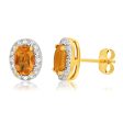 9ct Yellow Gold & White Gold Citrine + Diamond Stud Earrings Online