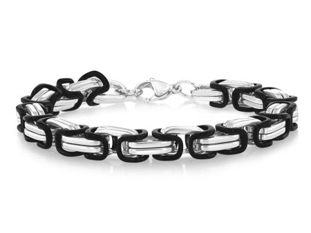 Sterling Silver Black and Silver Two Tone Fancy Link 20.3cm Bracelet Supply