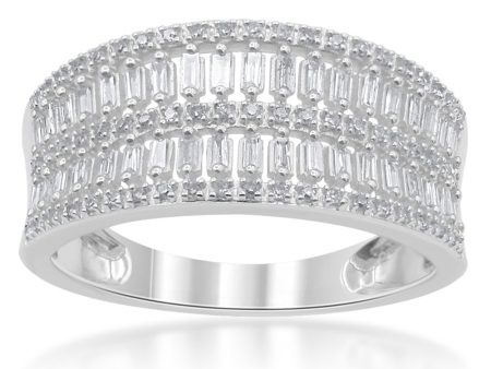 9ct White Gold 1 4 Carat Diamond Ring With 113 Brilliant and 38 Baguette Diamonds For Sale