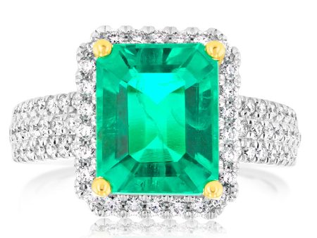 Luminesce Lab Grown 9ct Yellow Gold 0.45 Carat Diamond with 3.25ct Created Emerald Supply