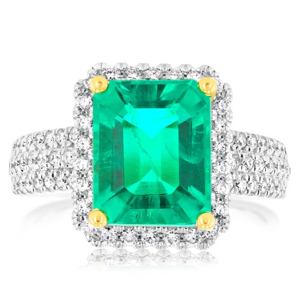 Luminesce Lab Grown 9ct Yellow Gold 0.45 Carat Diamond with 3.25ct Created Emerald Supply