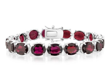 45 Carat Garnet Tennis Bracelet Set in Sterling Silver Fashion