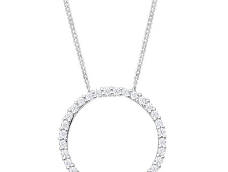 9ct Gorgeous White Gold  Circle of Life 1 4 Carat Diamond Pendant With Chain For Cheap